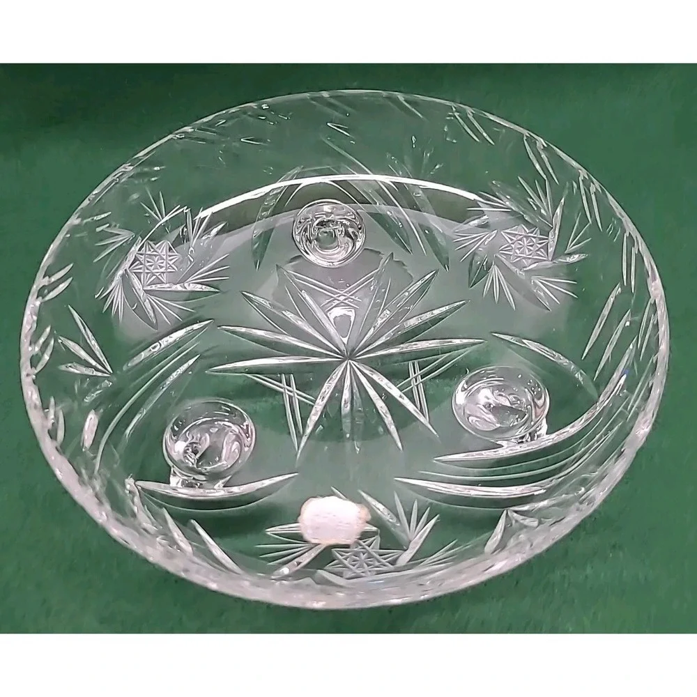 Midcentury Clear Cut Crystal 3-Toed 8